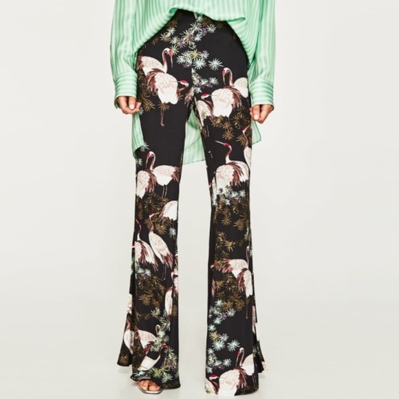 printed flare leg pants